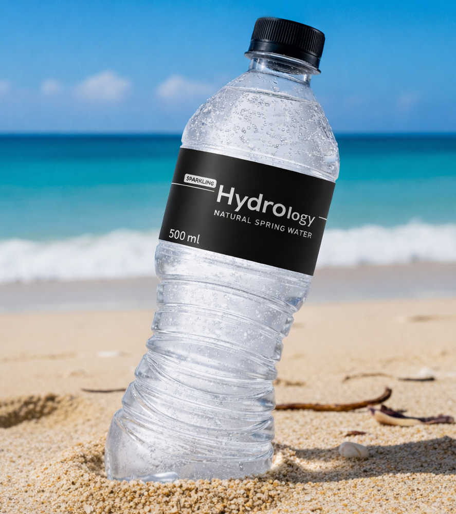 sparkling spring water on the beach